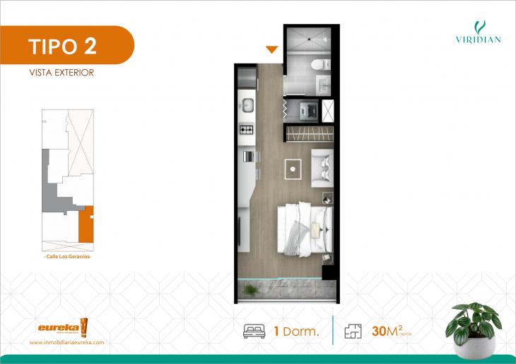 Plano del modelo Tipo 2 del proyecto VIRIDIAN en Lince