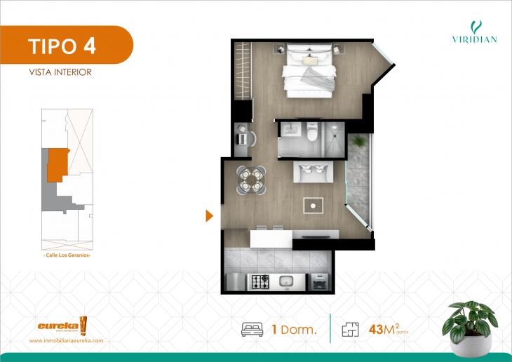 Plano del modelo Tipo 4 del proyecto VIRIDIAN en Lince
