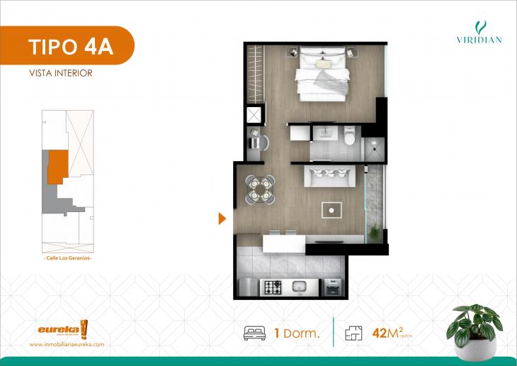 Plano del modelo Tipo 4A del proyecto VIRIDIAN en Lince