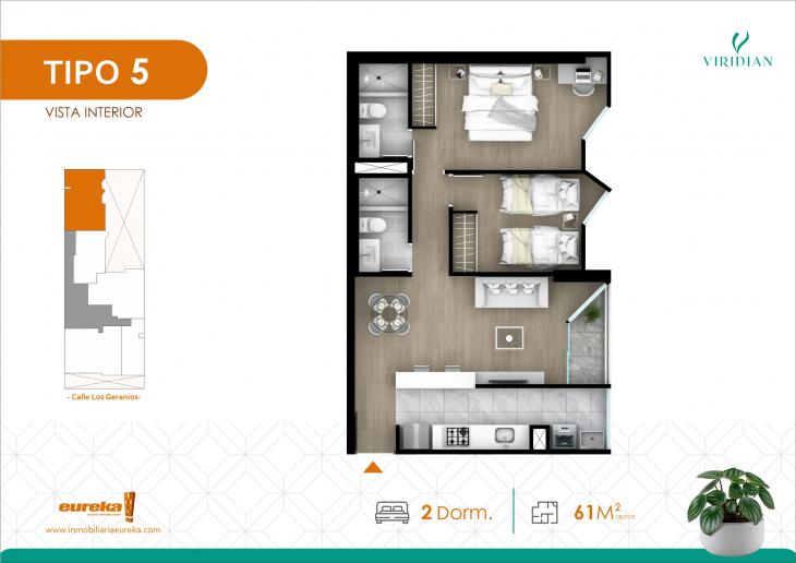 Plano del modelo Tipo 5 del proyecto VIRIDIAN en Lince
