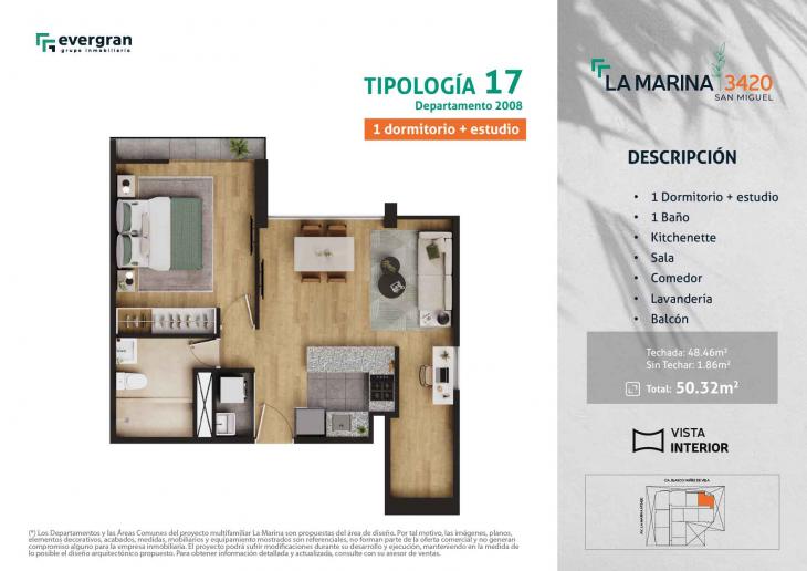Plano del modelo Tipo 17 del proyecto La Marina 3420 en San Miguel