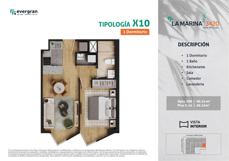 Plano del modelo Tipo 10 del proyecto La Marina 3420 en San Miguel