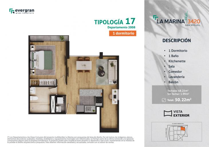 Plano del modelo Tipo 17 del proyecto La Marina 3420 en San Miguel