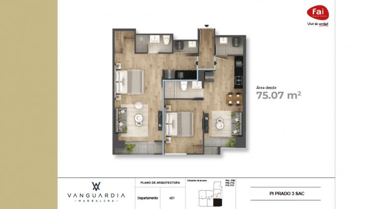 Plano del modelo X01 FLEX del proyecto Proyecto Vanguardia en Magdalena Del Mar