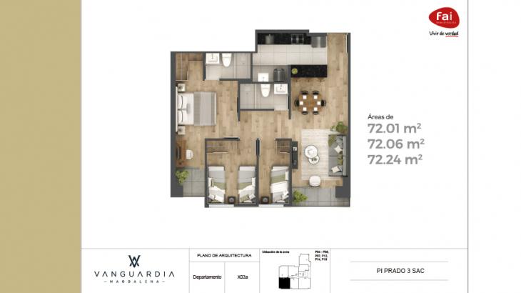 Plano del modelo X03 del proyecto Proyecto Vanguardia en Magdalena Del Mar