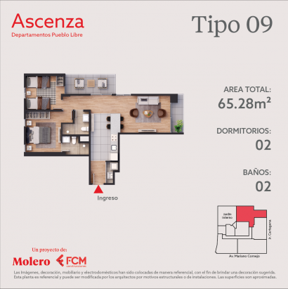 Plano del modelo T09 del proyecto Ascenza en Pueblo Libre
