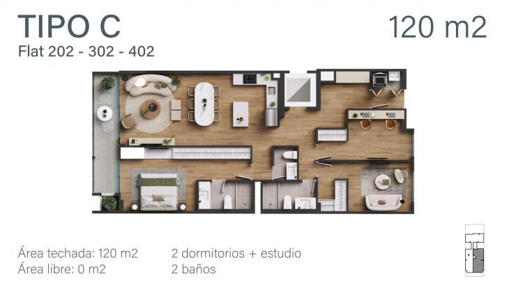 Plano del modelo C del proyecto ALMENDRA en Miraflores