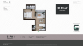 Plano del modelo Tipo 1 del proyecto FLAT BELISARIO en Lince