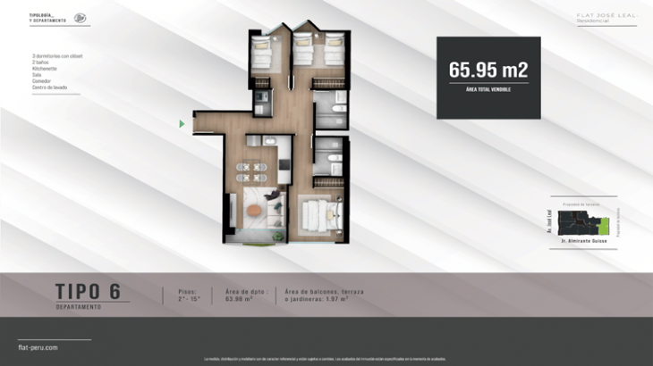Plano del modelo TIPO 6 del proyecto FLAT JOSÉ LEAL en Lince