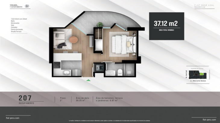 Plano del modelo 207 del proyecto FLAT JOSÉ LEAL en Lince