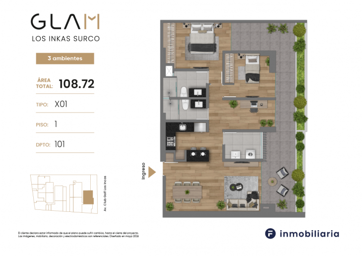 Plano del modelo TD-X01 del proyecto GLAM en Santiago De Surco