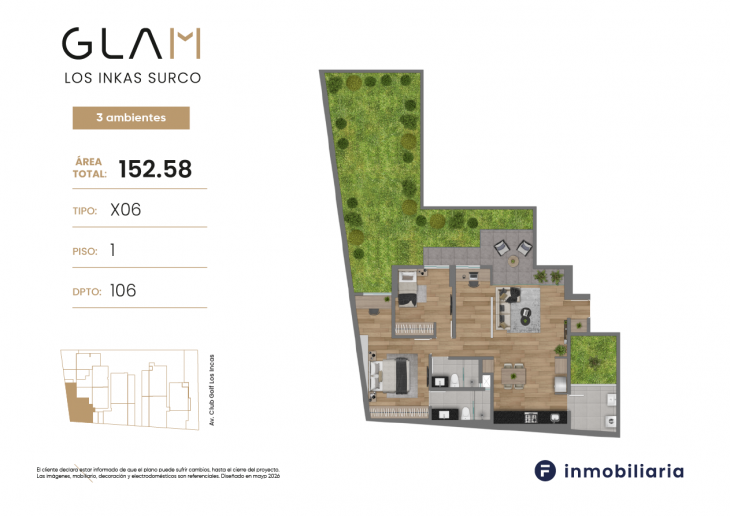Plano del modelo TD-X06 del proyecto GLAM en Santiago De Surco