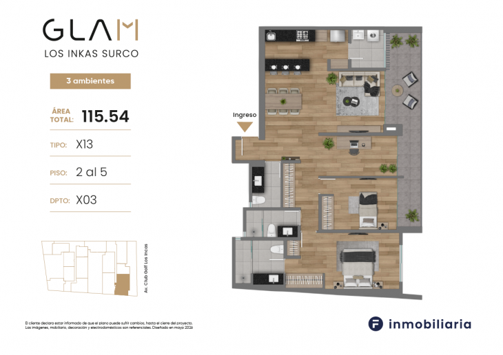 Plano del modelo TD-X13 del proyecto GLAM en Santiago De Surco