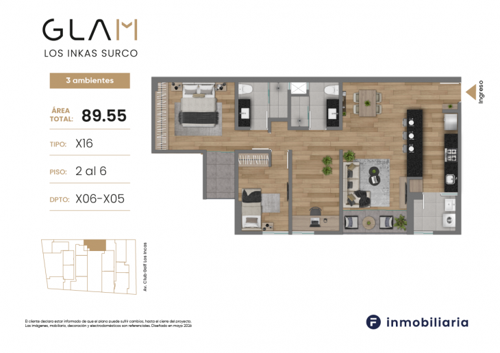 Plano del modelo TD-X16 del proyecto GLAM en Santiago De Surco