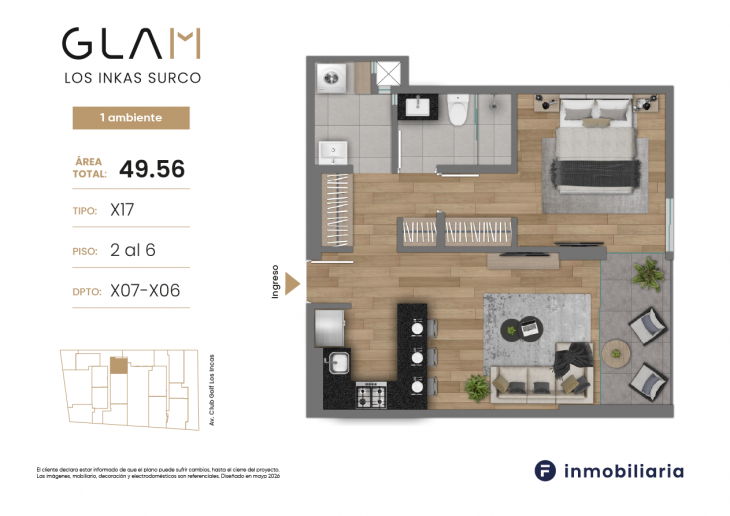 Plano del modelo TD-X17 del proyecto GLAM en Santiago De Surco
