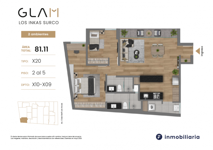 Plano del modelo TD-X20 del proyecto GLAM en Santiago De Surco
