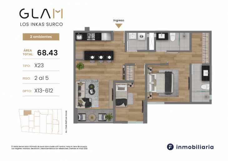 Plano del modelo TD-X23 del proyecto GLAM en Santiago De Surco