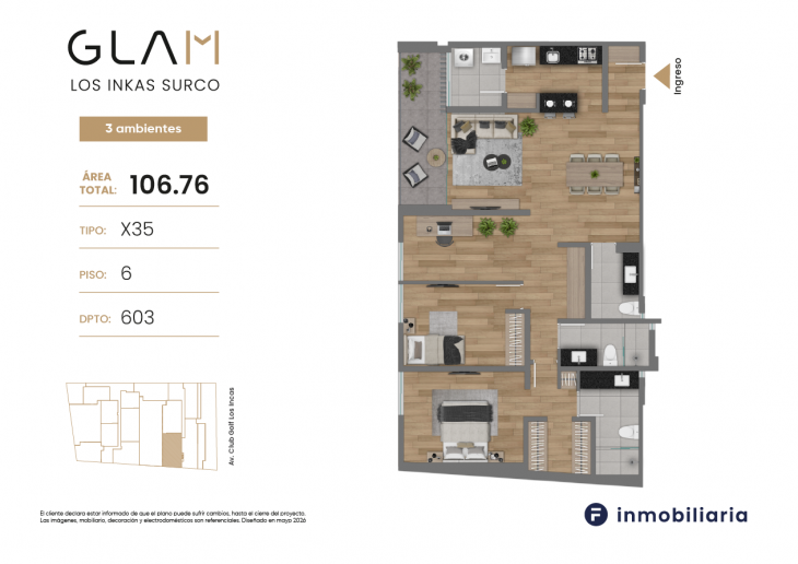 Plano del modelo TD-X35 del proyecto GLAM en Santiago De Surco
