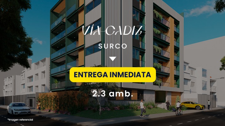 Fachada principal del proyecto VIA CADIZ en Santiago De Surco