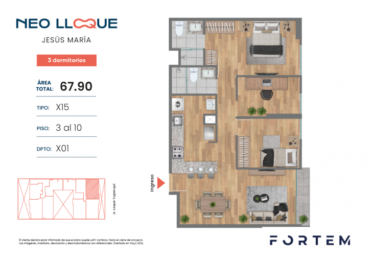 Plano del modelo TD-X15 del proyecto NEO LLOQUE en Jesus Maria