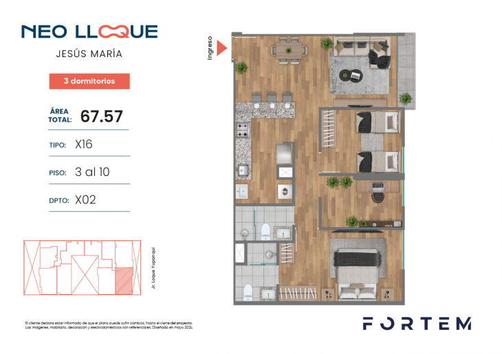 Plano del modelo TD-X16 del proyecto NEO LLOQUE en Jesus Maria