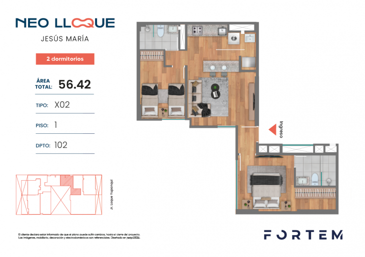 Plano del modelo TD-X02 del proyecto NEO LLOQUE en Jesus Maria