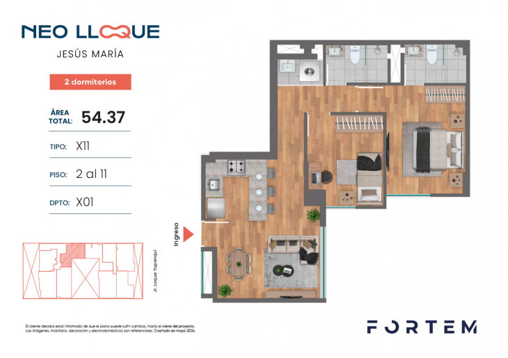 Plano del modelo TD-X11 del proyecto NEO LLOQUE en Jesus Maria