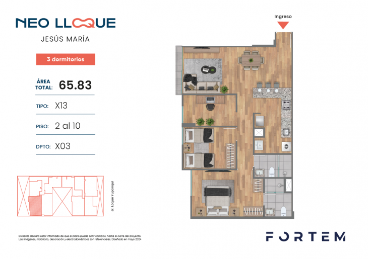Plano del modelo TD-X13 del proyecto NEO LLOQUE en Jesus Maria