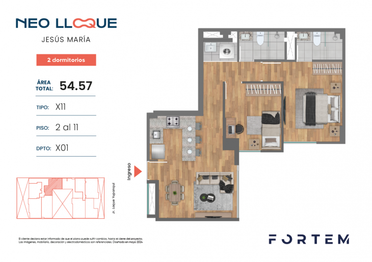 Plano del modelo TD-X11 del proyecto NEO LLOQUE en Jesus Maria