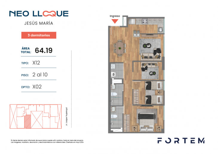 Plano del modelo TD-X12 del proyecto NEO LLOQUE en Jesus Maria