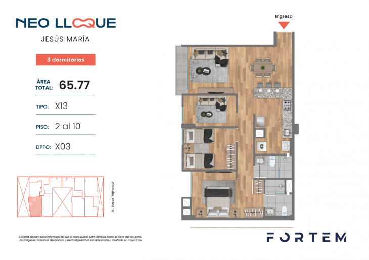Plano del modelo TD-X13 del proyecto NEO LLOQUE en Jesus Maria