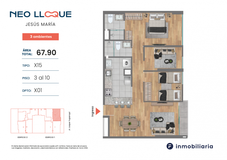 Plano del modelo TD-X15 del proyecto NEO LLOQUE en Jesus Maria