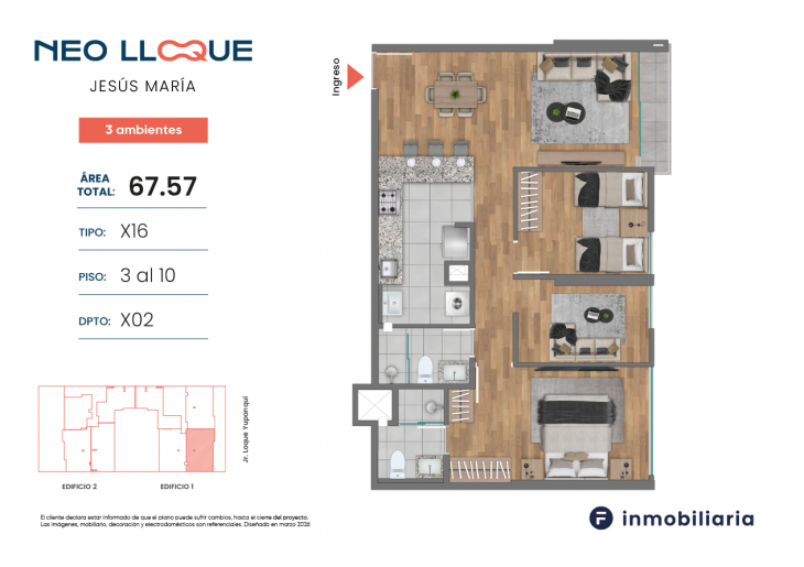 Plano del modelo TD-X16 del proyecto NEO LLOQUE en Jesus Maria
