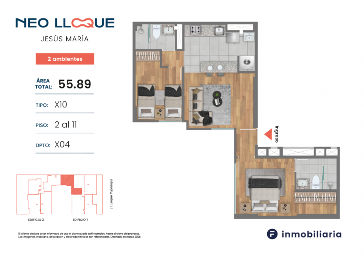 Plano del modelo TD-X10 del proyecto NEO LLOQUE en Jesus Maria