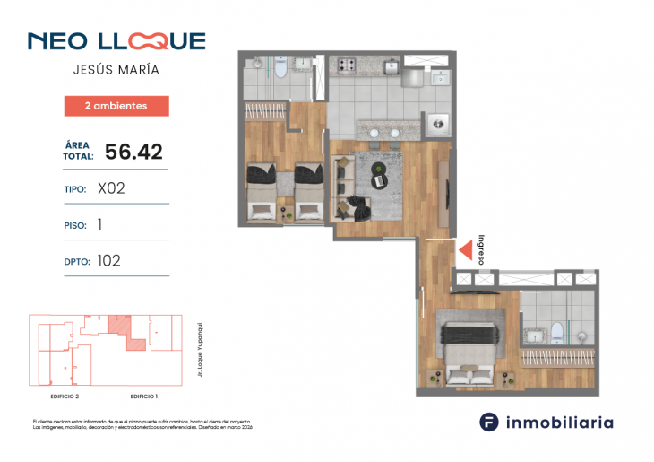 Plano del modelo TD-X02 del proyecto NEO LLOQUE en Jesus Maria