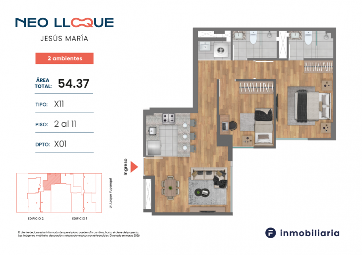 Plano del modelo TD-X11 del proyecto NEO LLOQUE en Jesus Maria