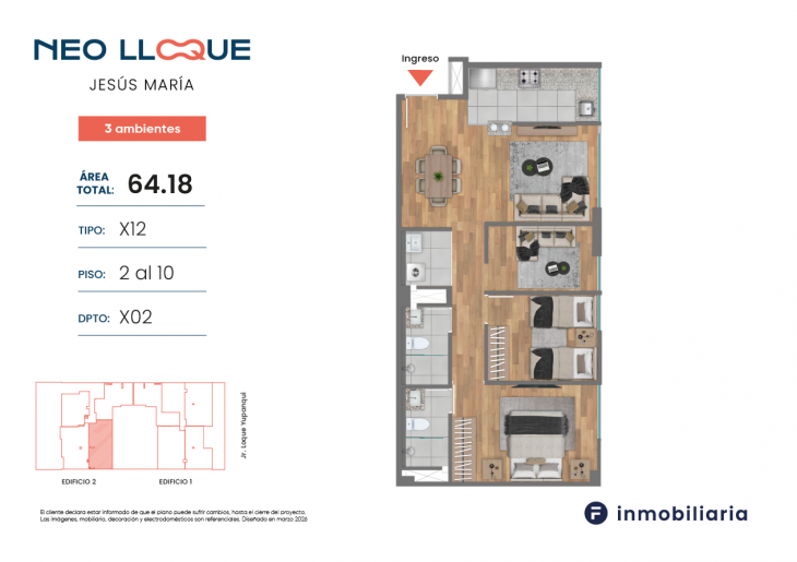 Plano del modelo TD-X12 del proyecto NEO LLOQUE en Jesus Maria