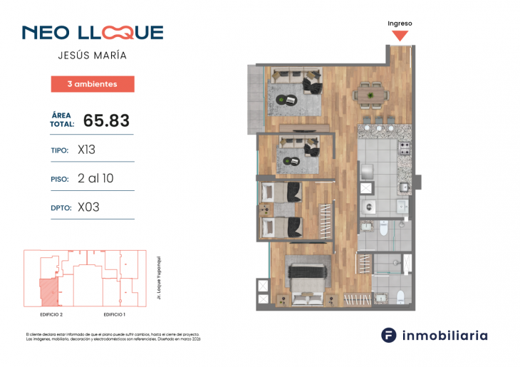 Plano del modelo TD-X13 del proyecto NEO LLOQUE en Jesus Maria