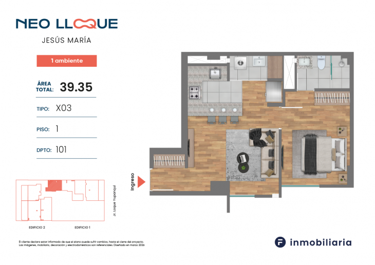 Plano del modelo TD-X03 del proyecto NEO LLOQUE en Jesus Maria