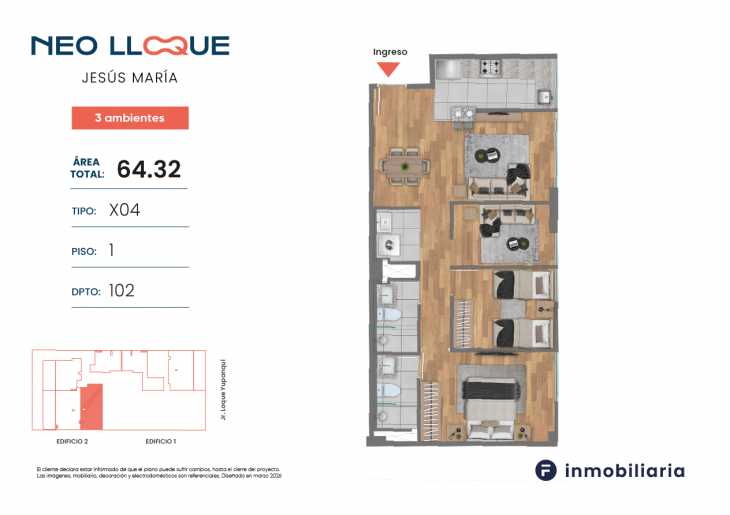 Plano del modelo TD-X04 del proyecto NEO LLOQUE en Jesus Maria