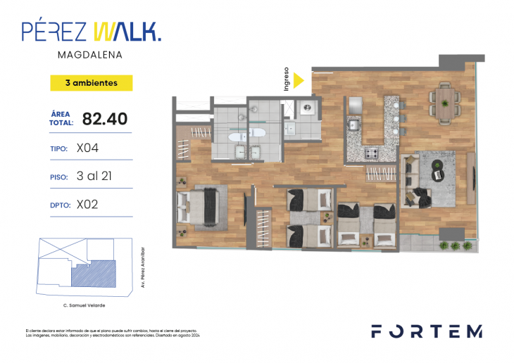 Plano del modelo TD-X04 del proyecto PEREZ WALK en Magdalena Del Mar