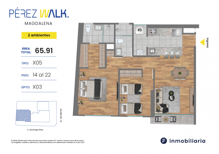 Plano del modelo TD-X05-2 del proyecto PEREZ WALK en Magdalena Del Mar