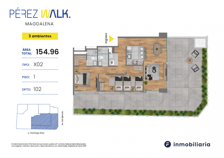 Plano del modelo TD-X02 del proyecto PEREZ WALK en Magdalena Del Mar