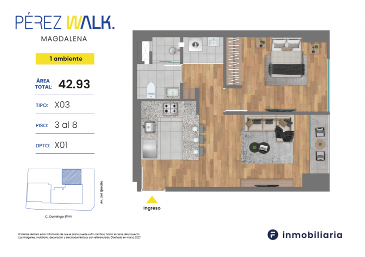 Plano del modelo TD-X03 del proyecto PEREZ WALK en Magdalena Del Mar