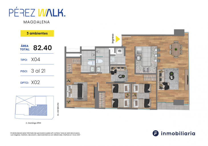 Plano del modelo TD-X04 del proyecto PEREZ WALK en Magdalena Del Mar