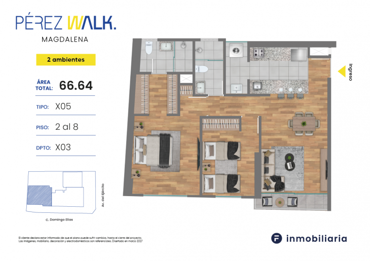 Plano del modelo TD-X05 del proyecto PEREZ WALK en Magdalena Del Mar
