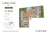 Plano del modelo TD-X02 del proyecto CEDROS PARK en Santiago De Surco