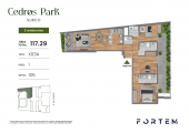 Plano del modelo TD-X03A del proyecto CEDROS PARK en Santiago De Surco