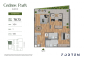 Plano del modelo TD-X04 del proyecto CEDROS PARK en Santiago De Surco