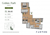 Plano del modelo TD-X06A del proyecto CEDROS PARK en Santiago De Surco